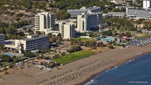 Aerial photo of Kallithes beach in the island of Rhodes by Tripinview